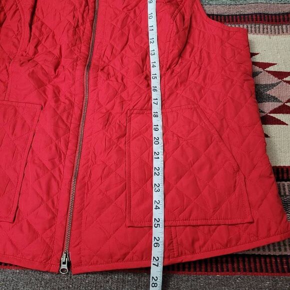 J. Jill Red Heritage Quilted Vest Sz 2X Lightweight Sleeveless Full Zip Front - Picture 8 of 8